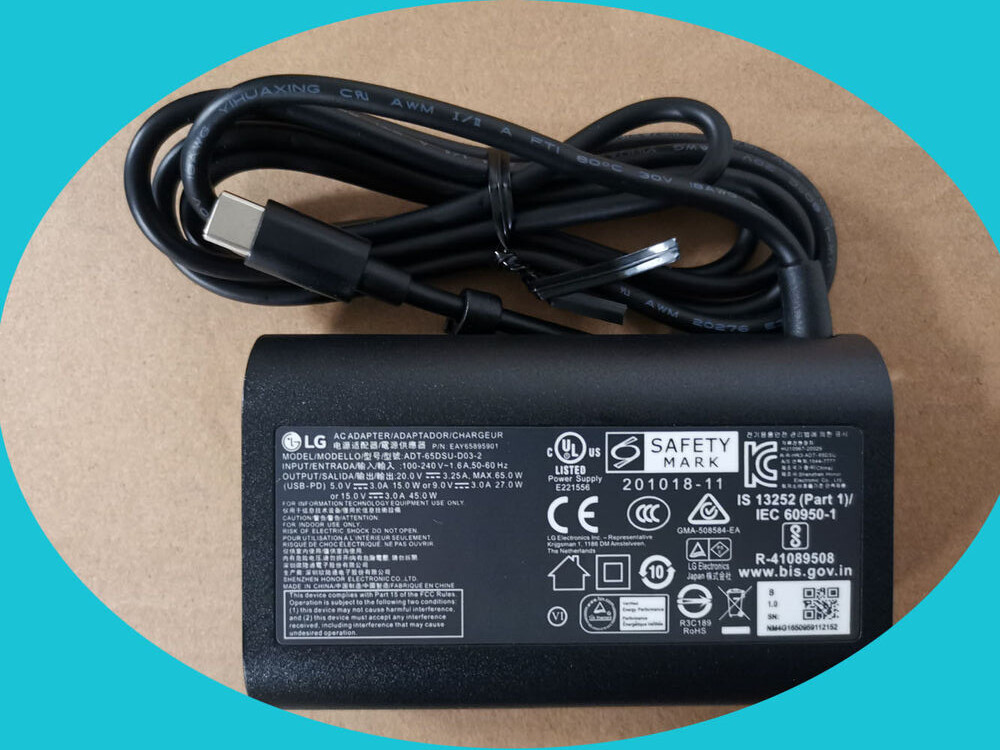 FOR LG 65W Charger Adapter for LG gram 16Z90Q ADT-65DSU-D03-2 EAY65895901
