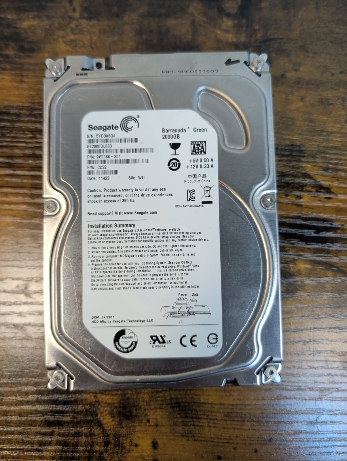 Seagate Barracuda Green 2TB Hard Drive ST2000DL003