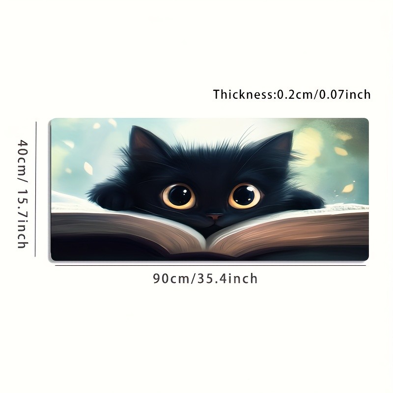 1 Large-sized Esports Gaming Mouse Pad Featuring an Adorable Black Cat on a Bo
