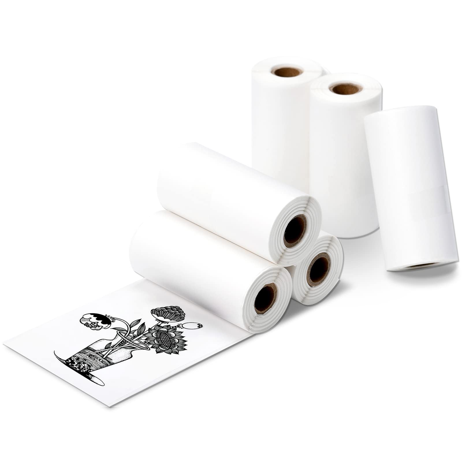 6 Roll Mini Sticker Printer Photo Paper, 57 x 30mm Thermal Printer Paper Whit...