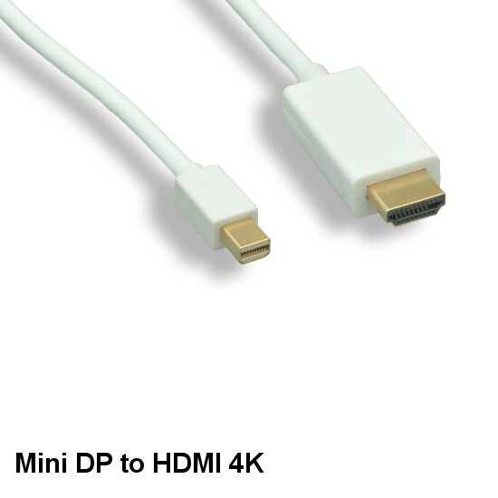 KNTK 15ft Mini DisplayPort 1.2a to HDMI 1.4b Cable HD 4K 3D MiniDP to HDMI Cord
