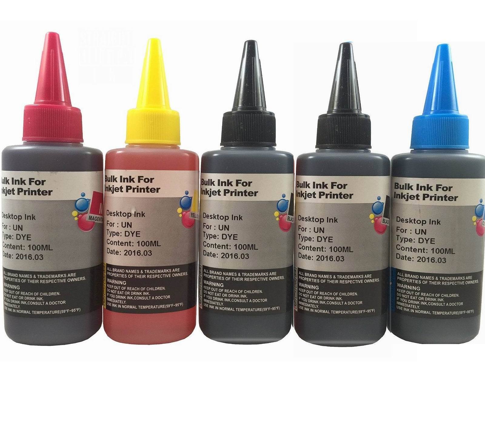 5x100ML Compatible Refill INK Bottles For HP 564 XL HP 564XL Cartridge CISS