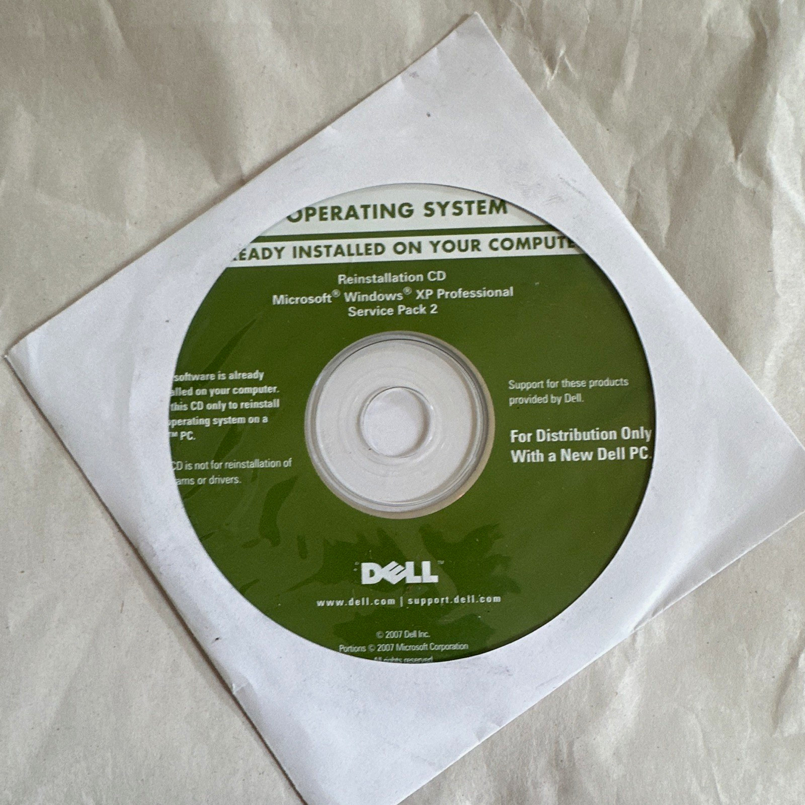 Dell Microsoft Windows XP Professional SP2 Reinstallation CD English 0RX073