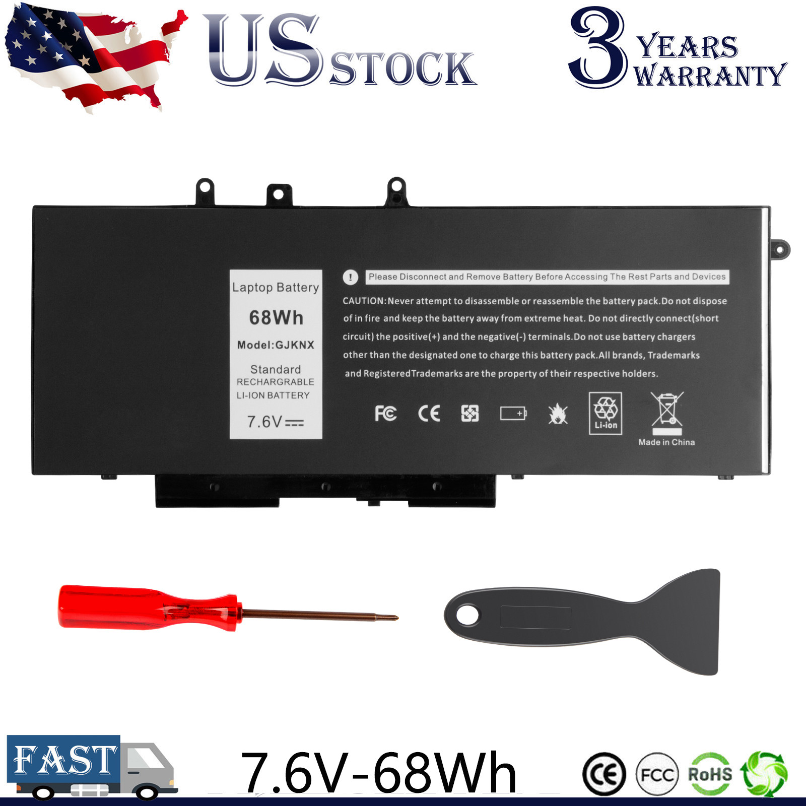 GJKNX 68Wh Battery for Dell LATITUDE 5480 5580 5490 5590 E5280 E5288 E5480 GD1JP