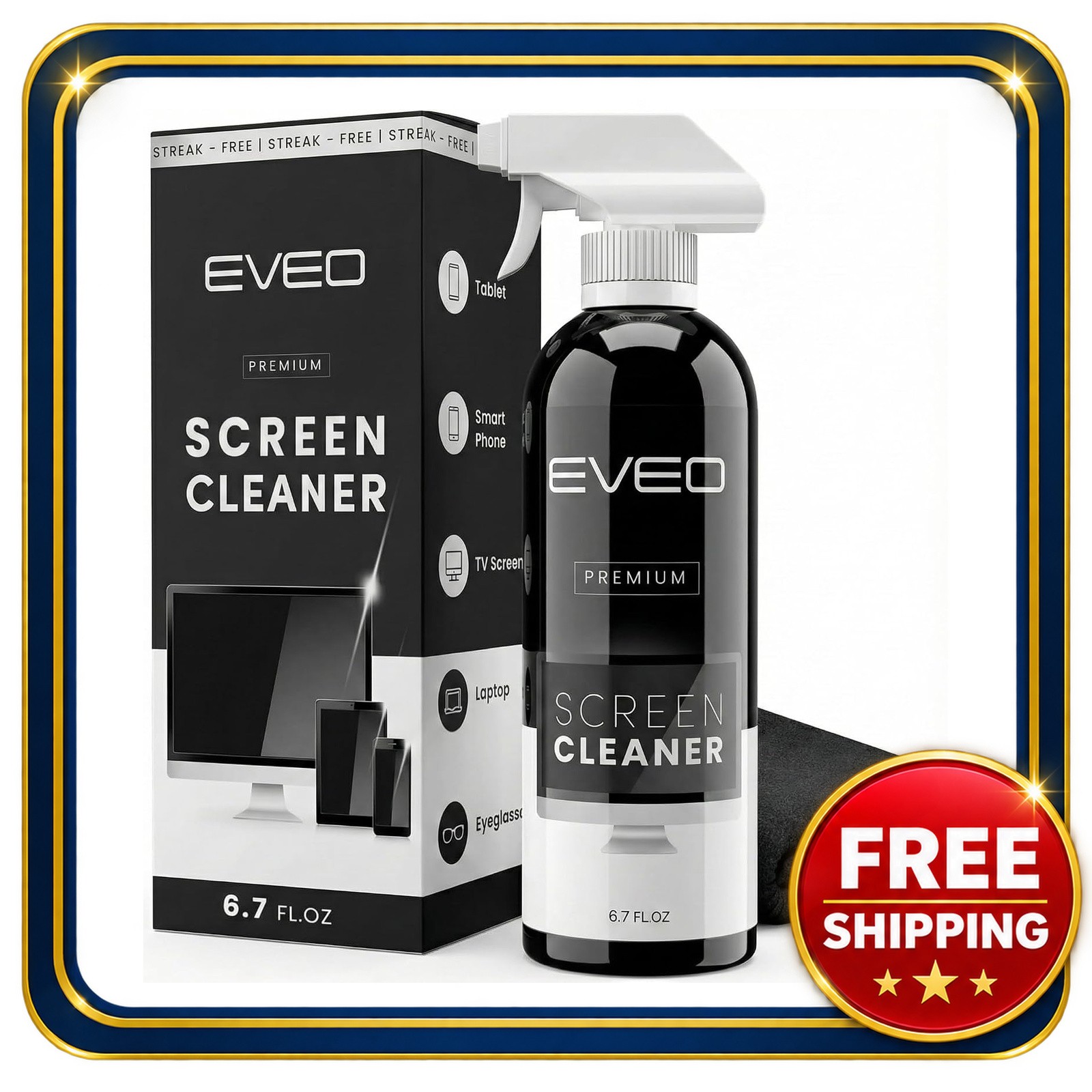 Screen Cleaner Spray Kit for TV, Laptop, iPad, MacBook with Microfiber Cloth