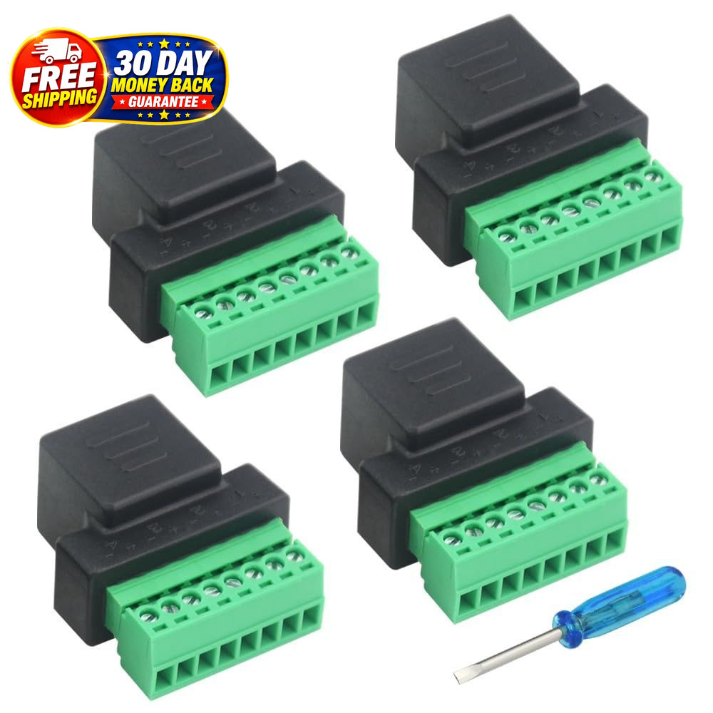 4 PCS RJ45 Screw Terminal Adaptor Connector RJ45 8P8C Female Jack to 8 Pin Screw