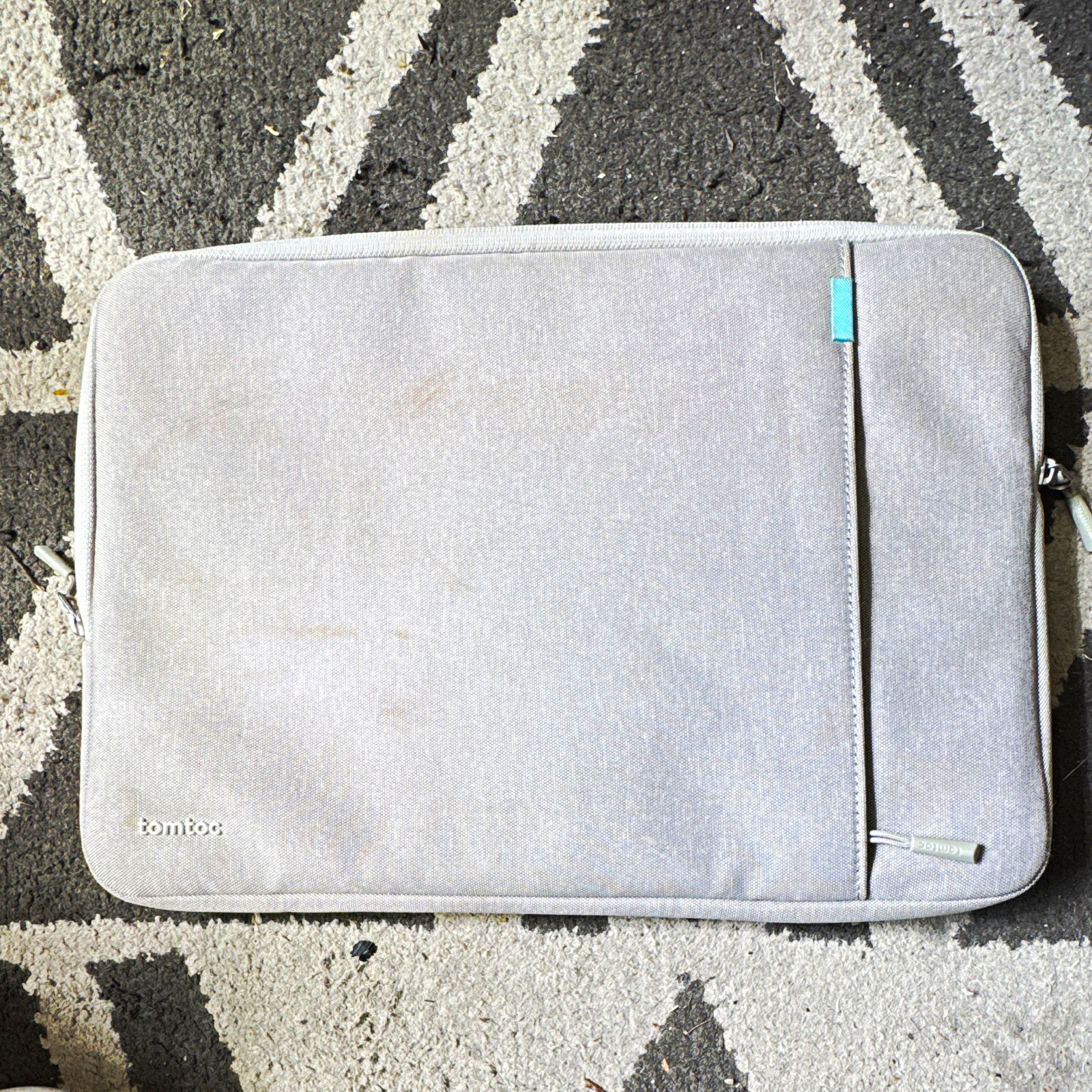 tomtoc 13in Gray Polyester Padded Laptop Sleeve Case, Zipper Closure