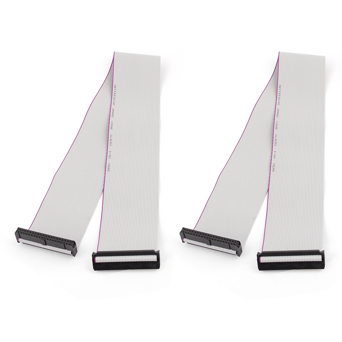 2pcs FC40P 40-Pin IDC Socket Extension Flat Ribbon Cable Wire 50cm 20inch