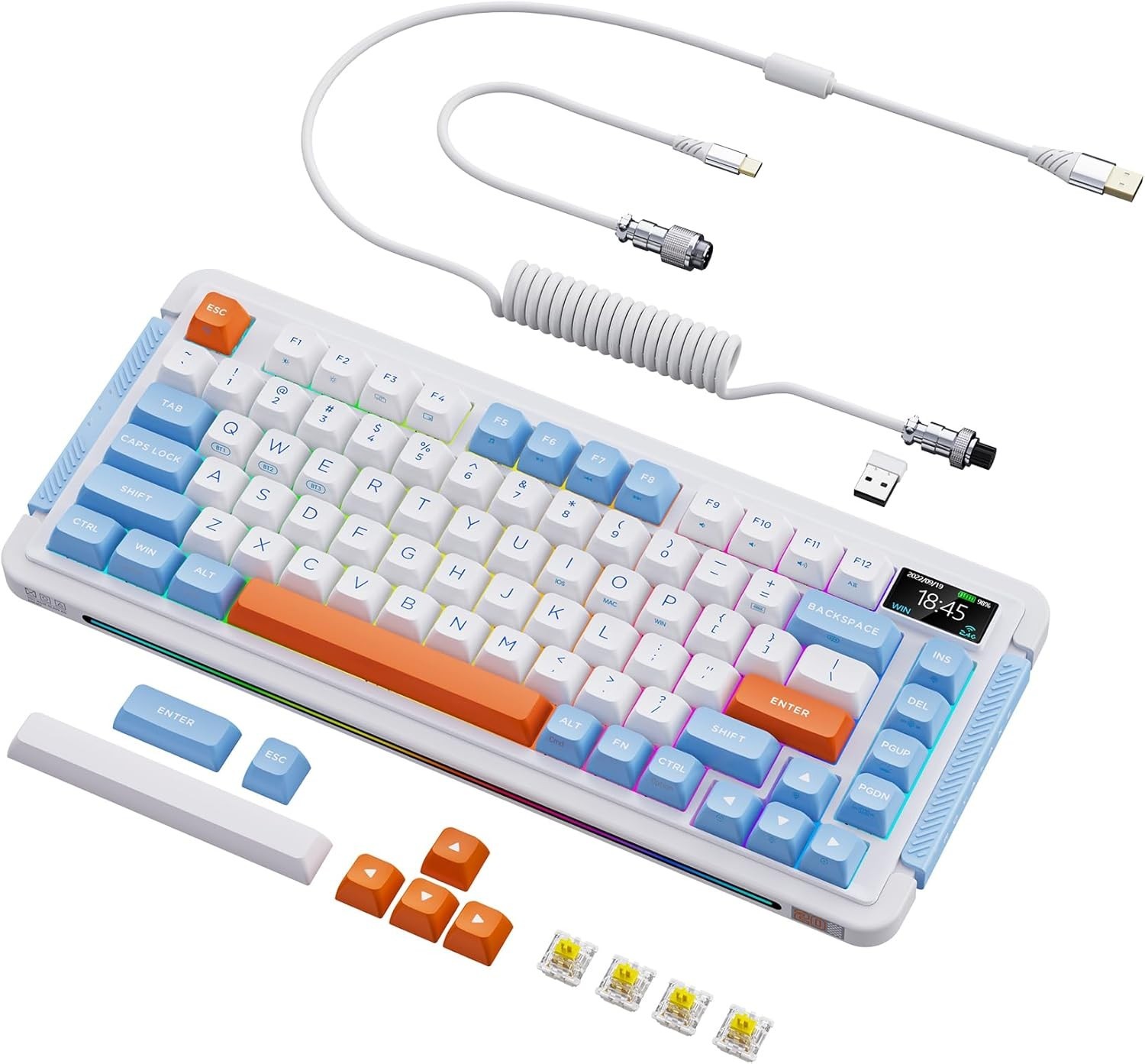 L75 Wireless Mechanical Keyboard, Hot-swappable Wired/Bluetooth/2.4GHZ OLED