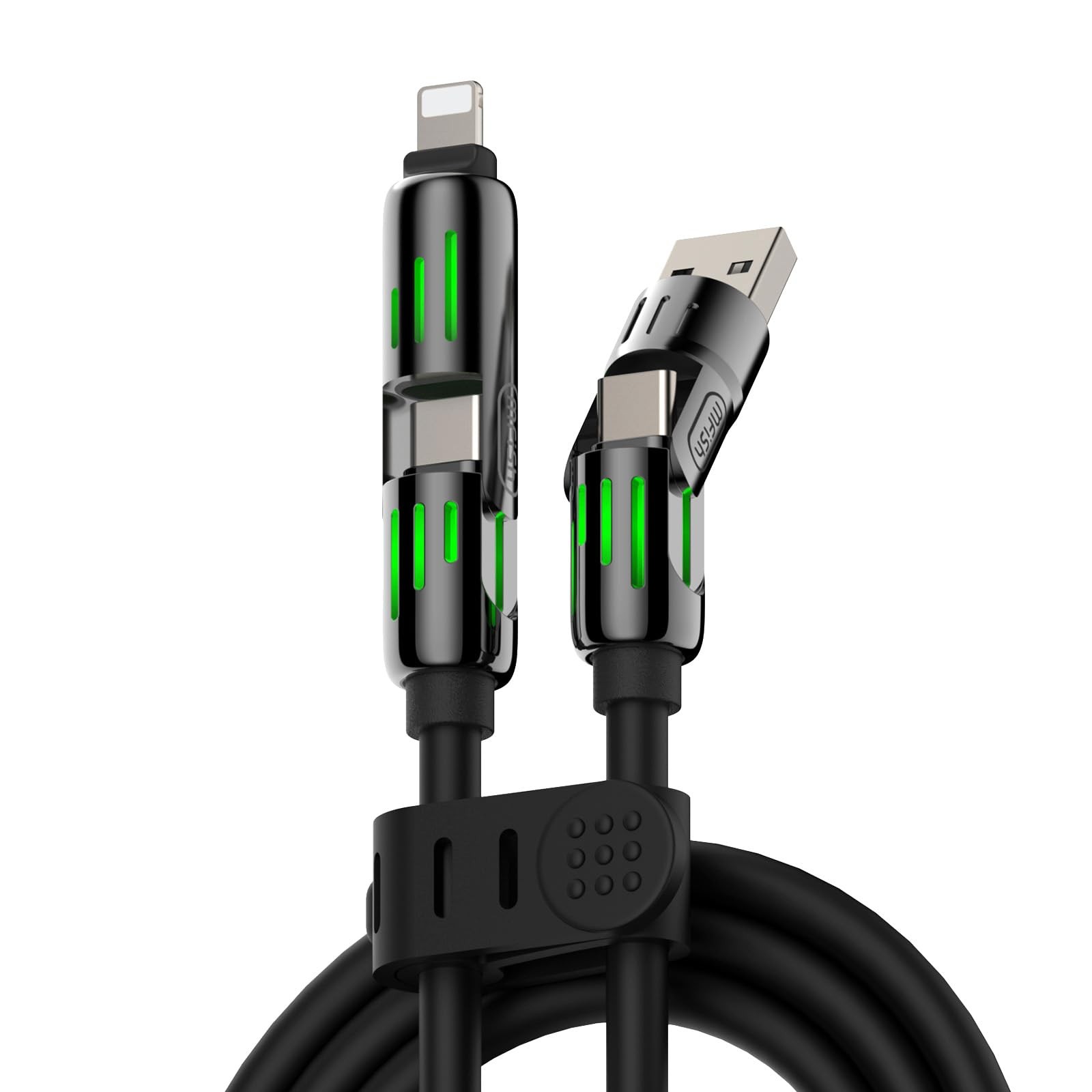 MFish 240W 4-in-1 Charging Cable with Carrying Case, 6.6FT Fast 6.6Ft, Black 