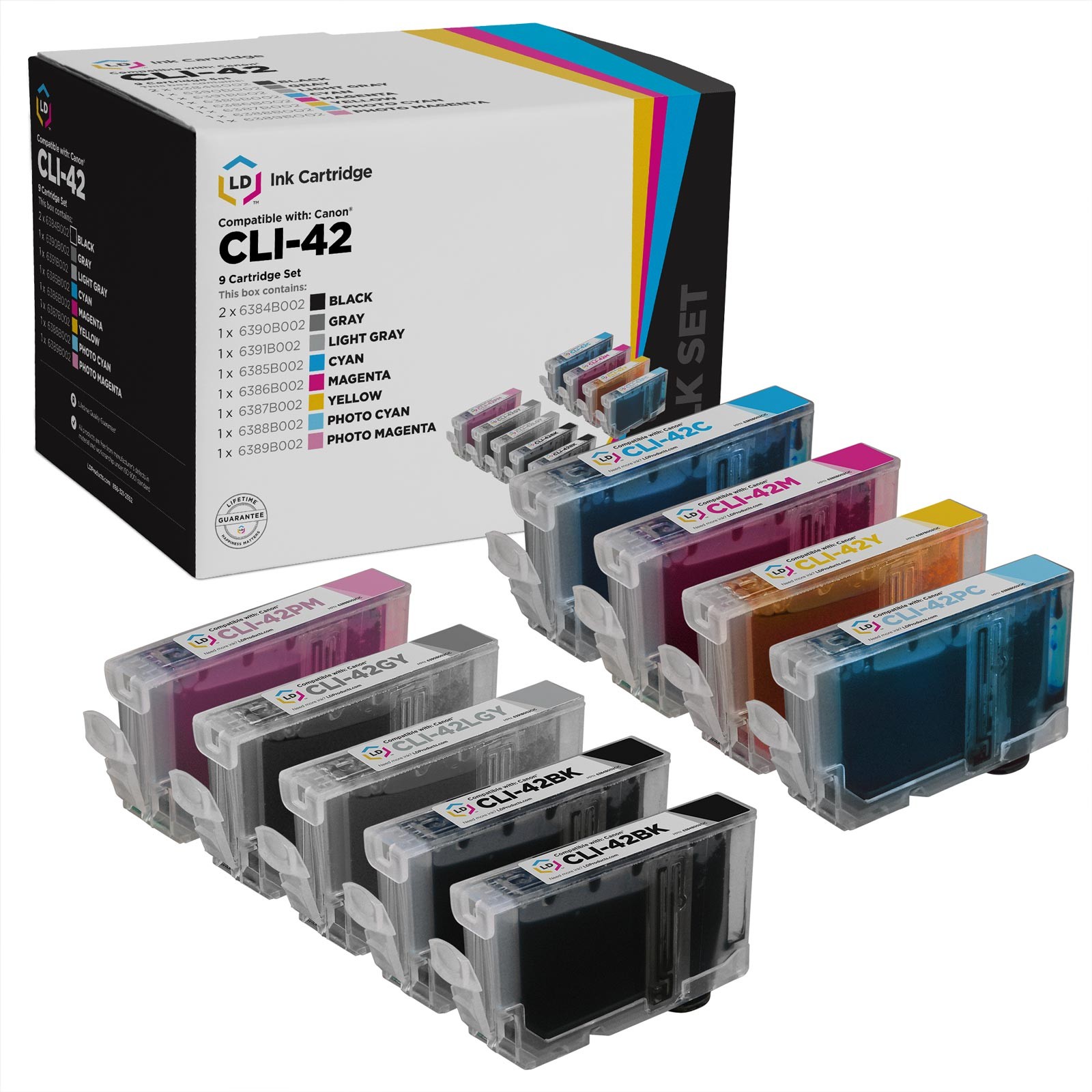 LD Compatible Ink Cartridge Replacement for Canon CLI-42 (2 Black, 1 Cyan, 1