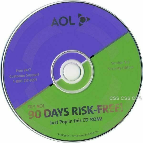 America Online AOL 9.0 Security Edition Try 90 Days Risk-Free CD Purple & Green