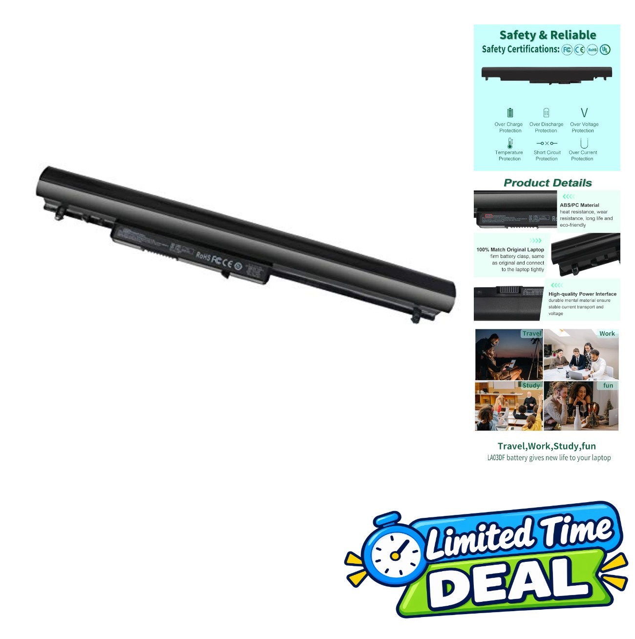 Laptop Battery 11.1V 2600mAh 3 Cell Li Polymer for HP 15-f Series Pavilion