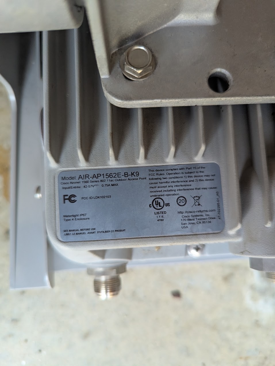 Cisco Aironet 1562E AIR-AP1562E-B-K9 Outdoor Wireless Access Point