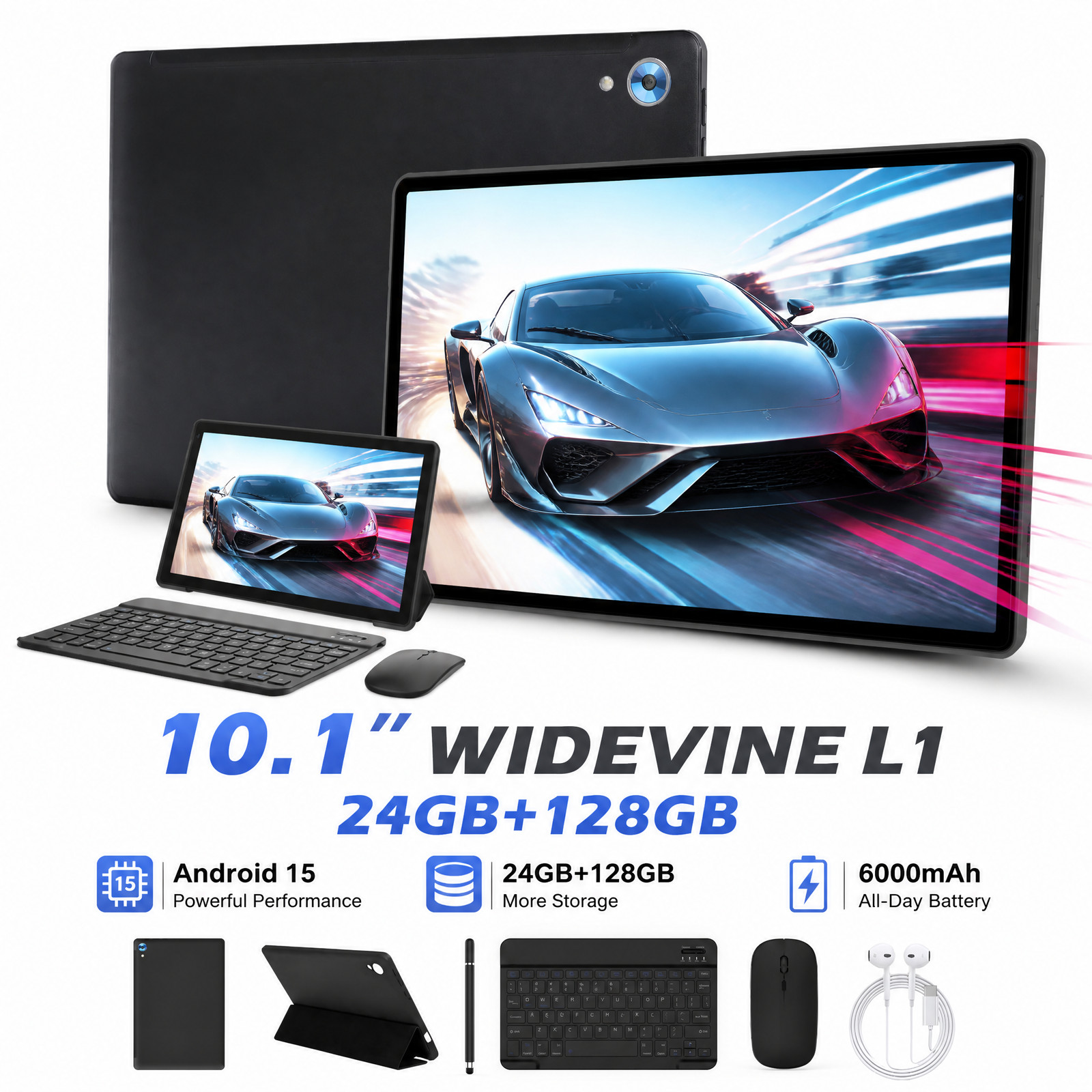 Android 15 Tablet 10 inch 34GB RAM 128GB ROM 6000mAh WiFi 6 Dual Camera Touch