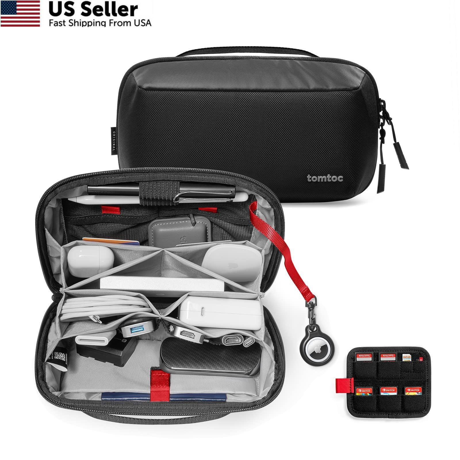 tomtoc Electronic Organizer Accessory Pouch for MacBook Charger, M, Black