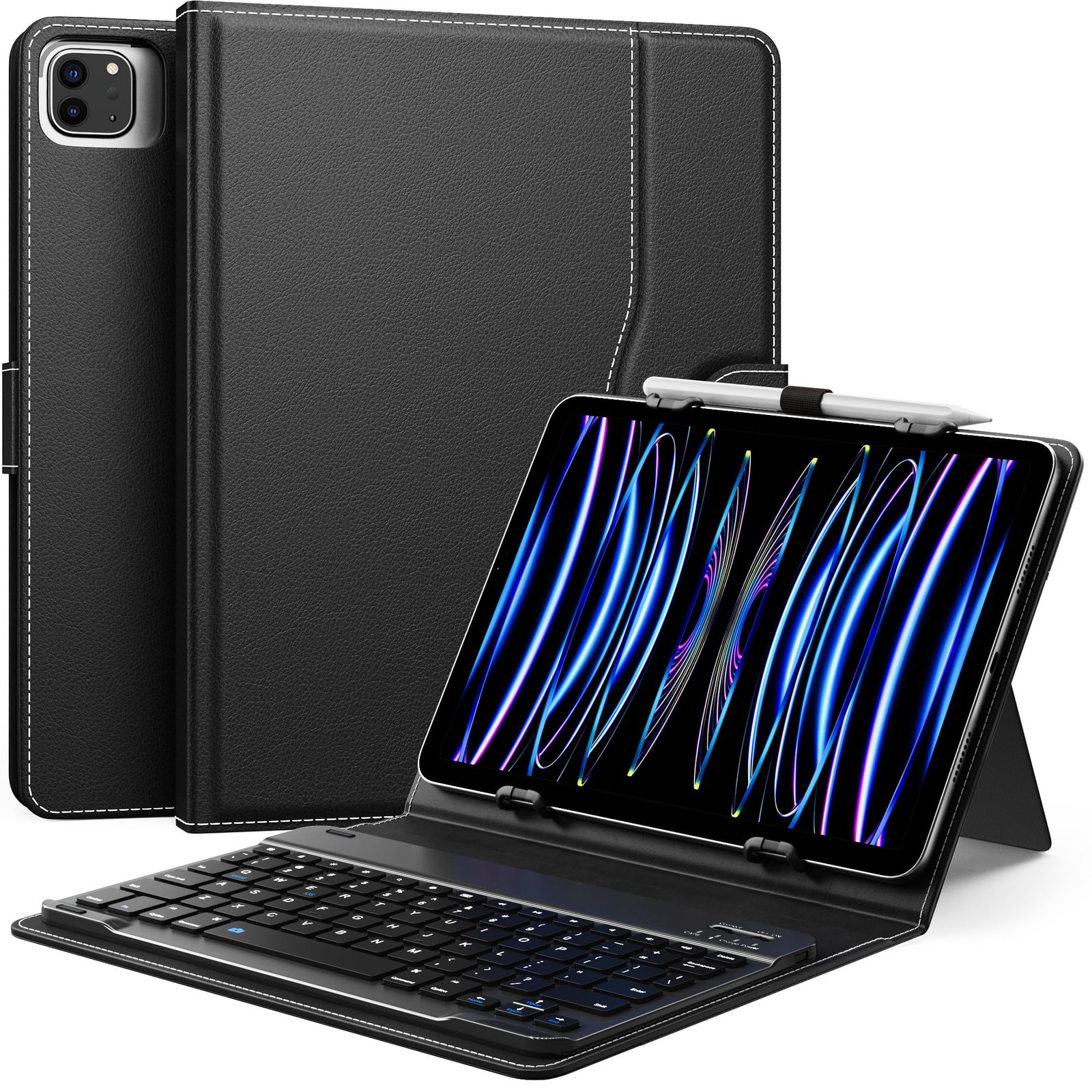 Ultra Slim Wireless Bluetooth Keyboard Case for 9 to 11 Inch Tablets Black