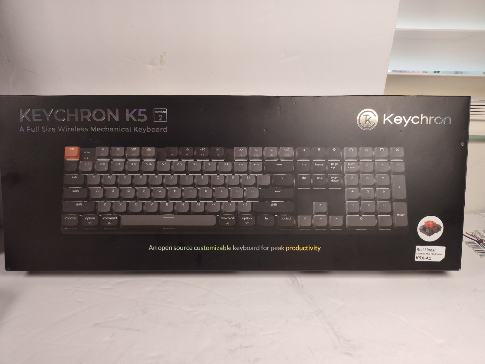 Keychron K5 Version 2 Full-Size Wireless Mechanical Keyboard (Black, Red Switch)