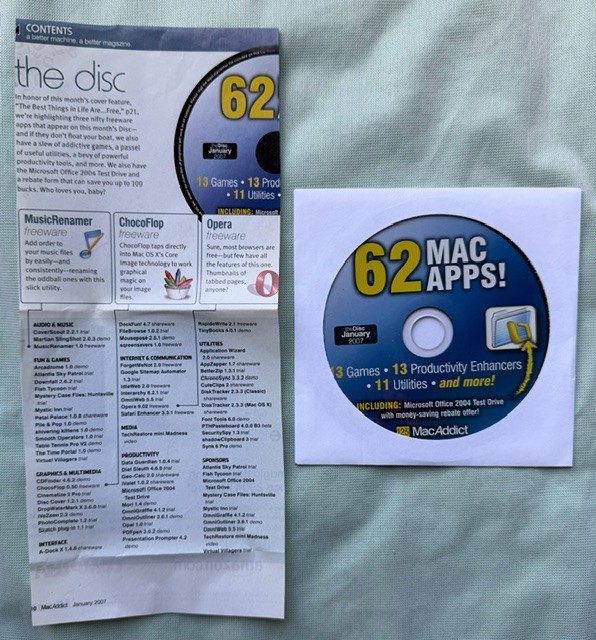 "MacAddict" Vintage Mac Software CD Disks, 47, compiling software, demos, games