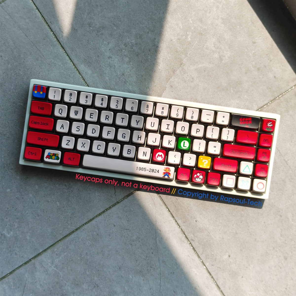 Super Mario Red PBT Keycap Set Shine Through for Cherry MX Mechanical Keyboards