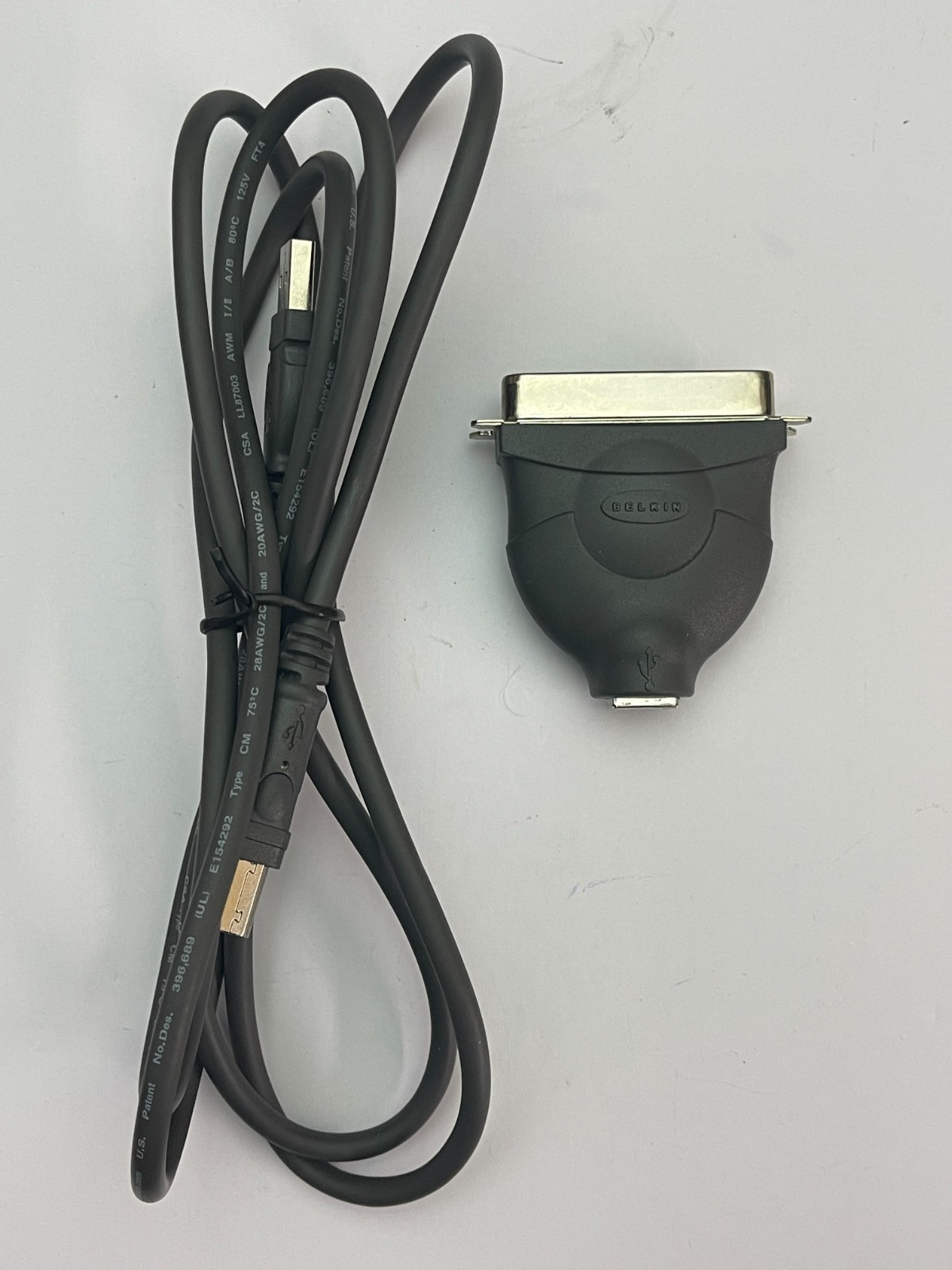 VINTAGE BELKIN USB TO PARALLEL ADAPTER PN F5U002 WITH USB CABLE