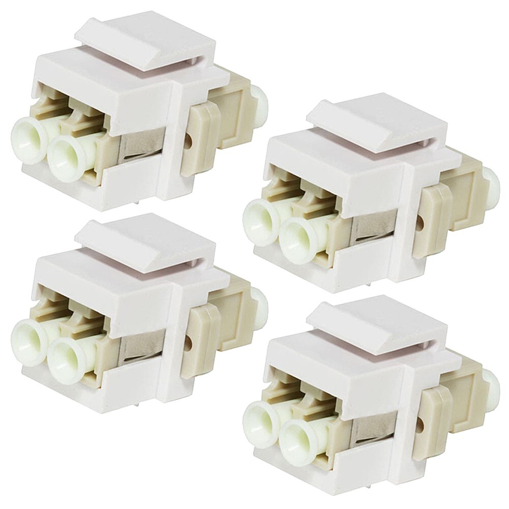 4 Pcs LC Fiber Optic Optical Network Keystone Jack Coupler Insert Snap In White