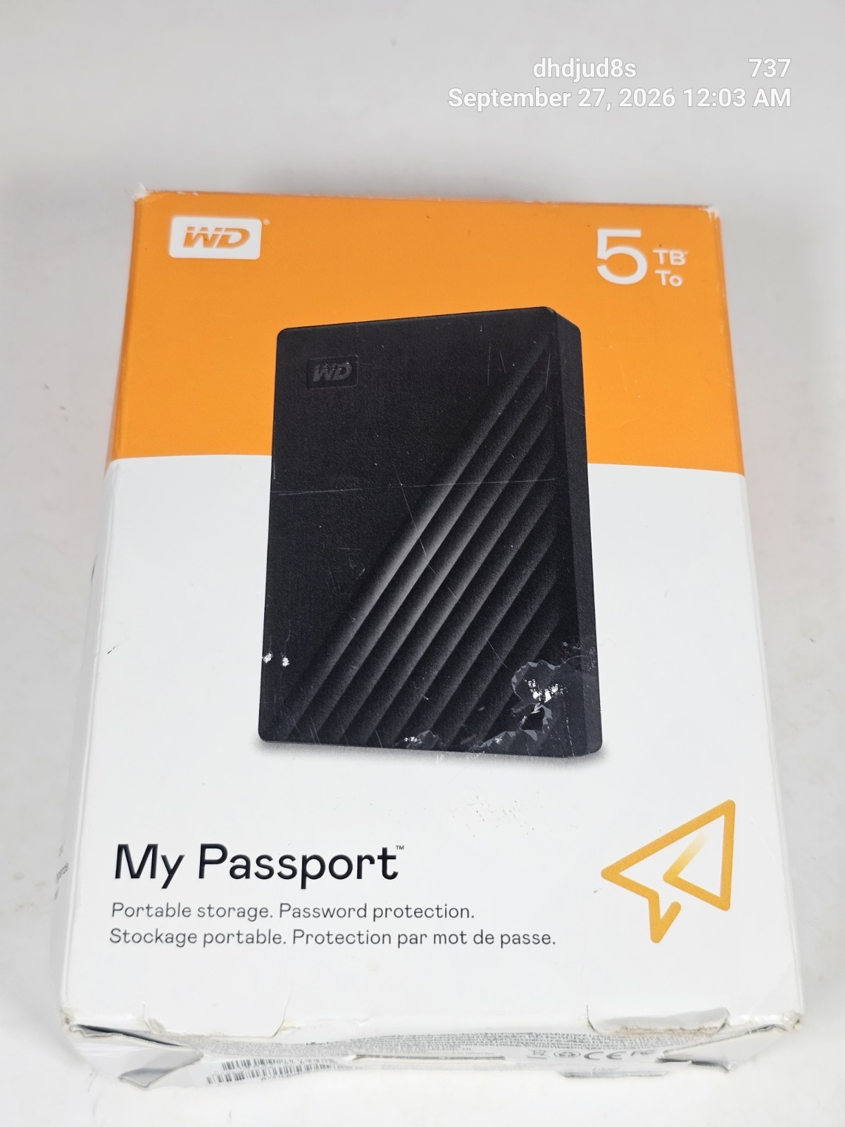 WD My Passport 5TB Portable External HDD USB Password Protection Black Win/Mac
