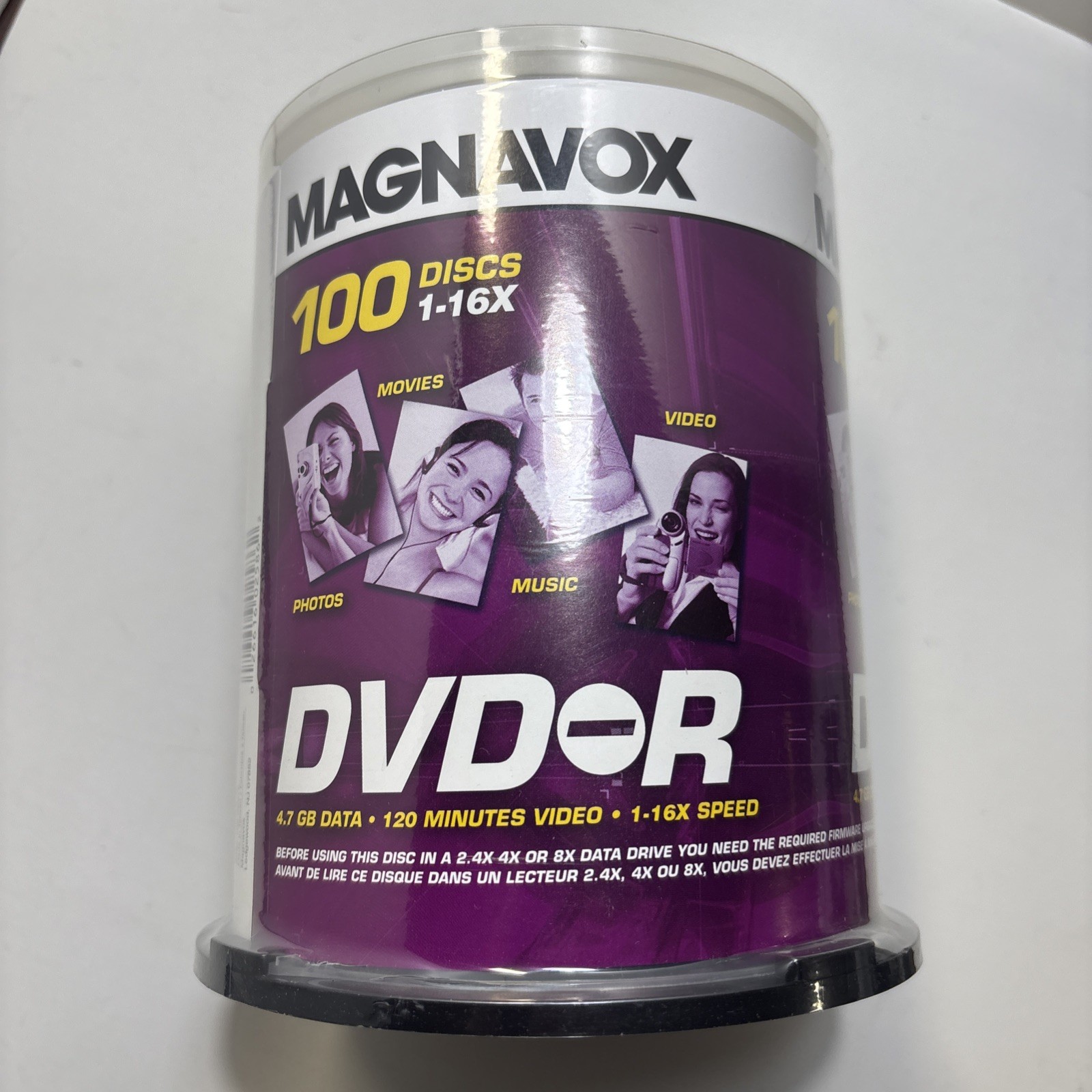 Magnavox DVD-R 100 Pack 120 Min 4.7 GB 16x Recordable Discs BRAND NEW SEALED 