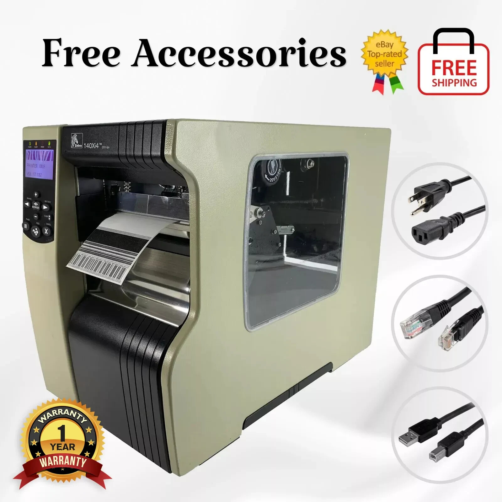 Zebra 140Xi4 Industrial Thermal Transfer Barcode Printer LAN USB 1 YR WARRANTY