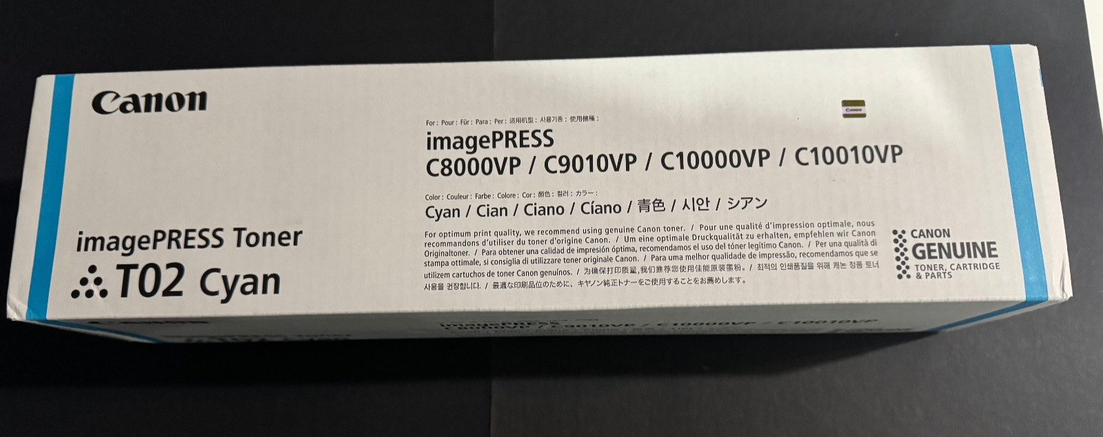 New GENUINE Canon T02 Toner Cartridge CYAN imagePRESS-C8000VP/C9010VP