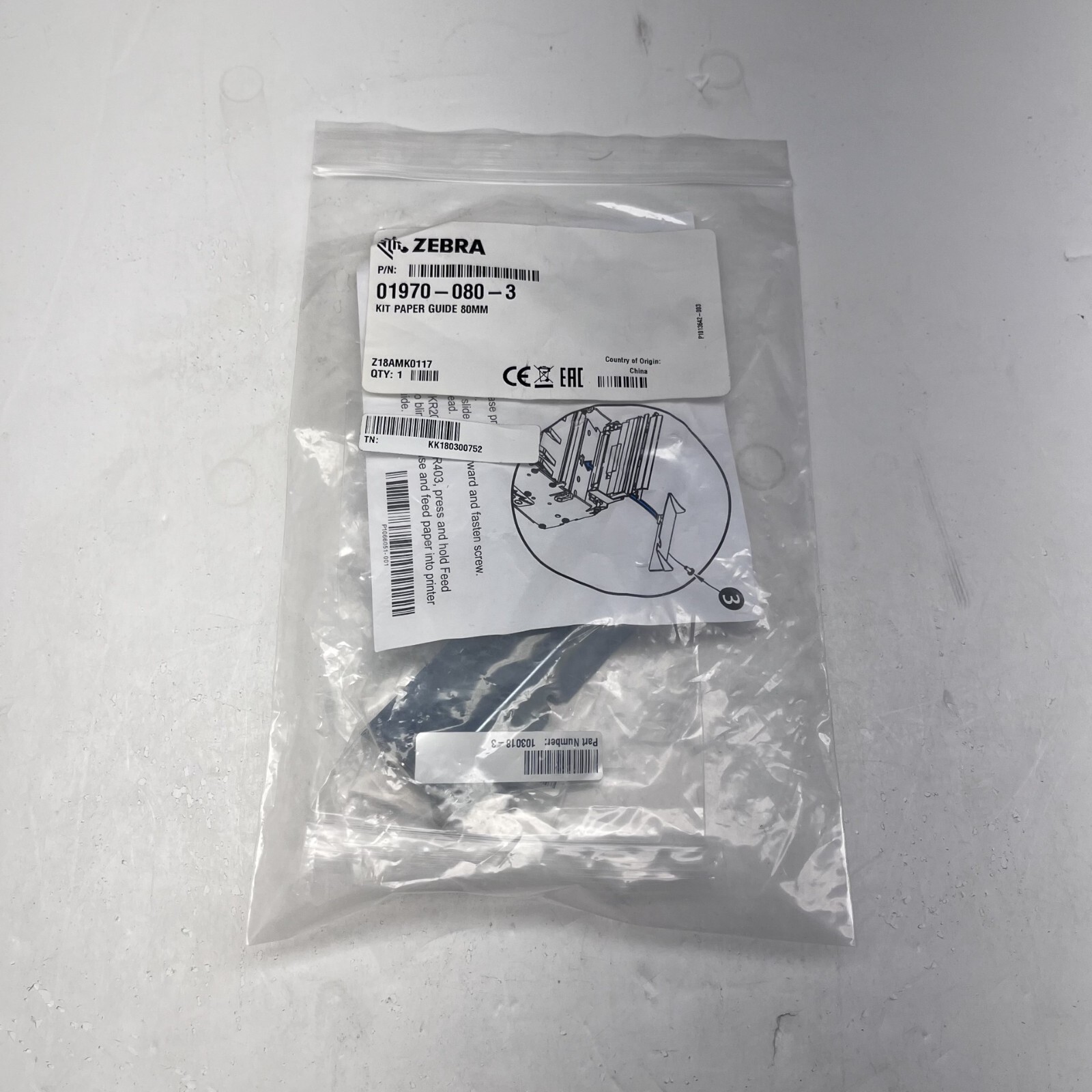 Zebra KR203 01970-080-3 Printer 80mm Paper Guide Kit B4