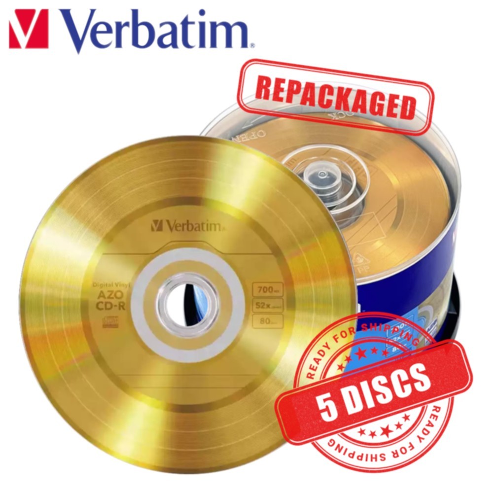 Verbatim AZO CD-R Digital Vinyl Blank CD LP Style 700M 52x Gold Color - 5 Discs