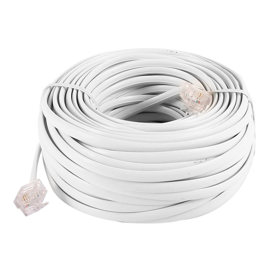 15M 49ft RJ11 6P4C Telephone Extension Cable Connector, Grey White