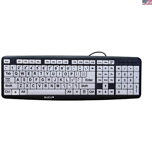 Large Print Computer Keyboard | Visually Impaired Keyboard | High Contrast Bl...