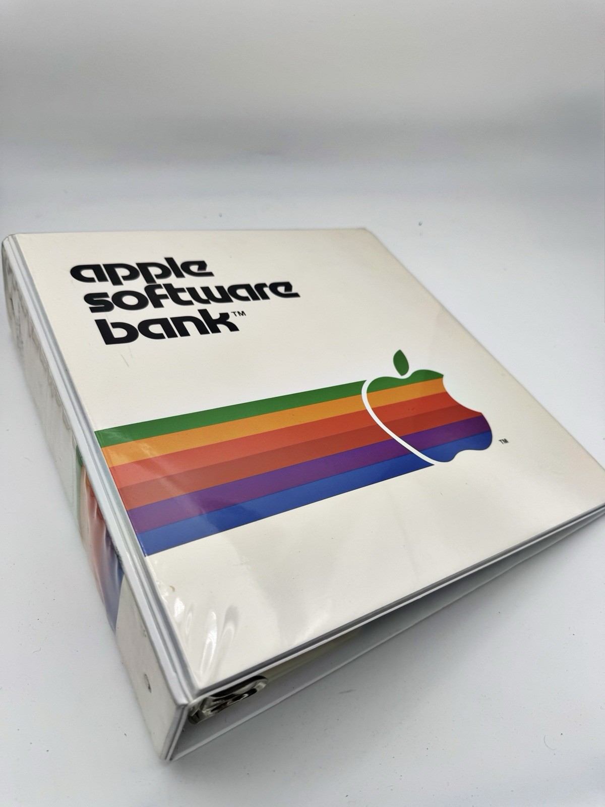 Vintage 1980's Apple Computer Rainbow Logo Software Bank 3-Ring Binder Folder