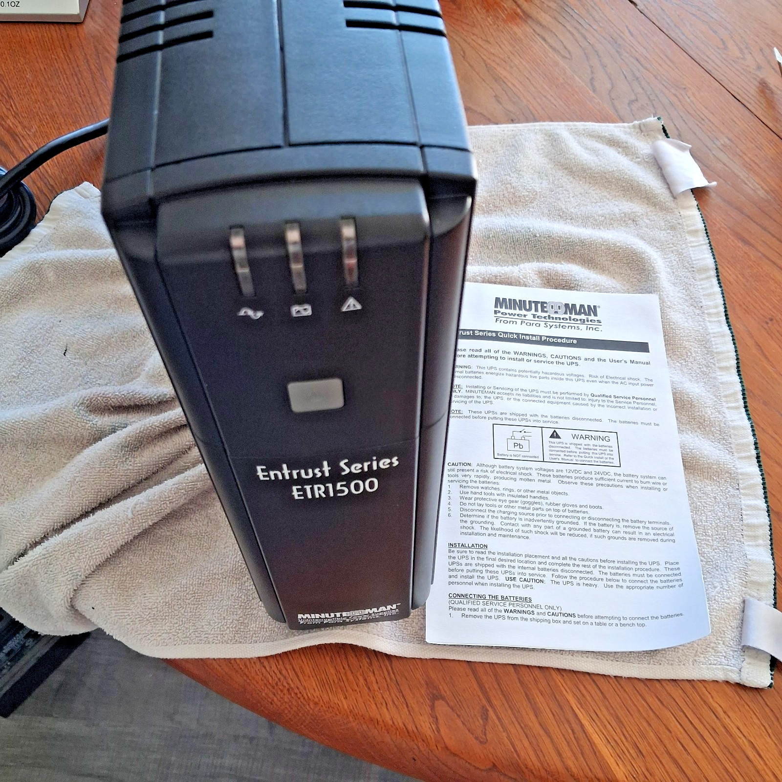 Minuteman Entrust ETR1500VA AVR Line Interactive UPS No Battery Unused