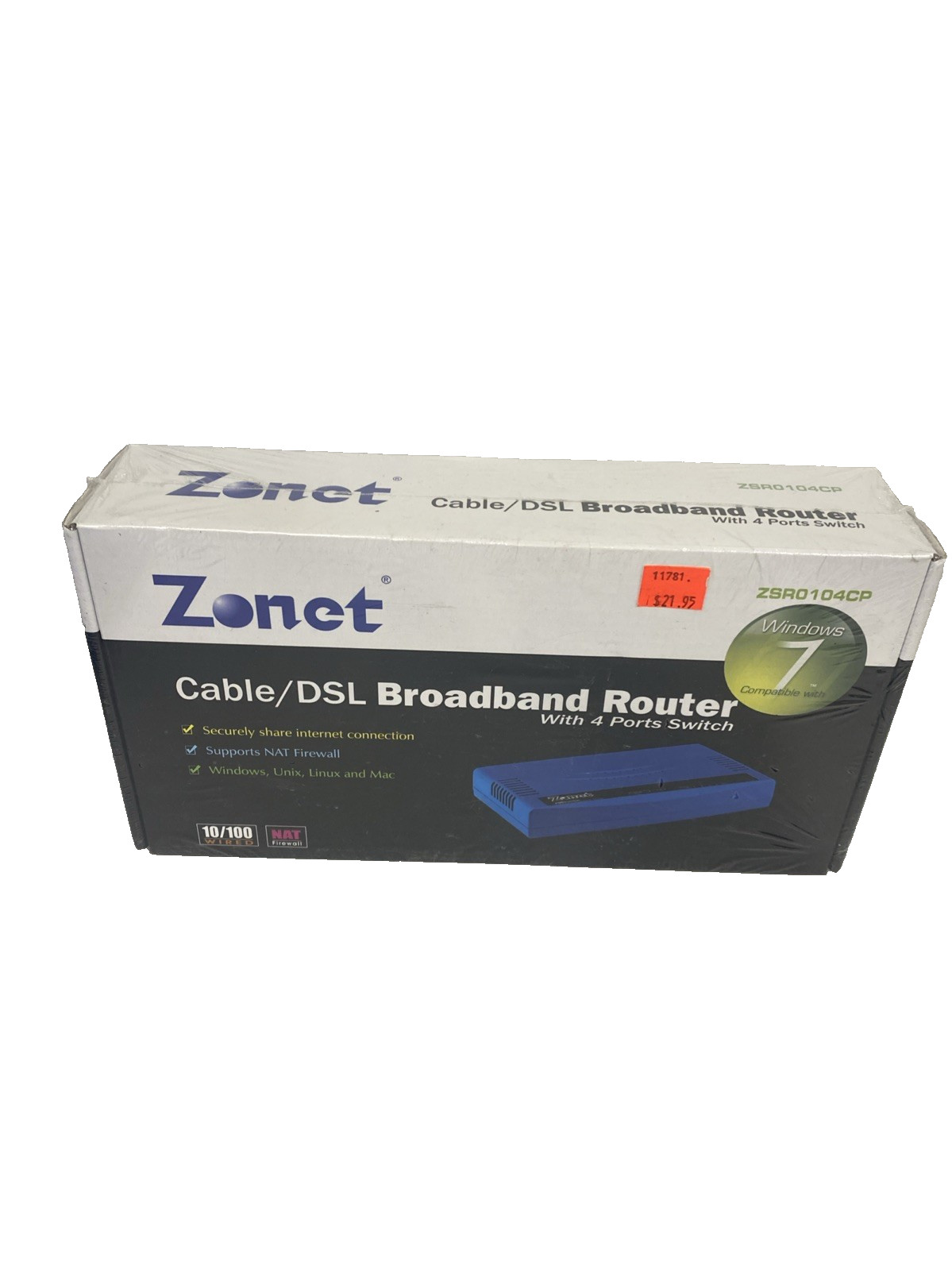 Zonet Cable/DSL Broadband Router 4- Port Switch – ZSR0104CP BRAND NEW IN BOX