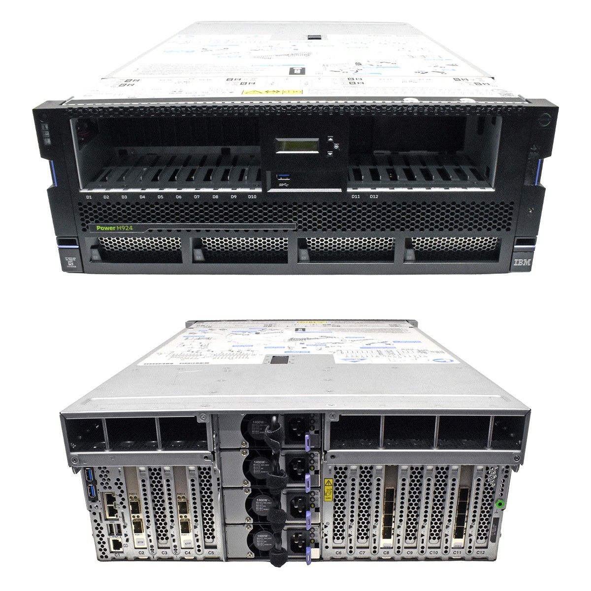 IBM Power H924 Server 2x Power9 CPU 12C 0GB PC4 12x SFF 2.5 2x LPE16002 2x EN15