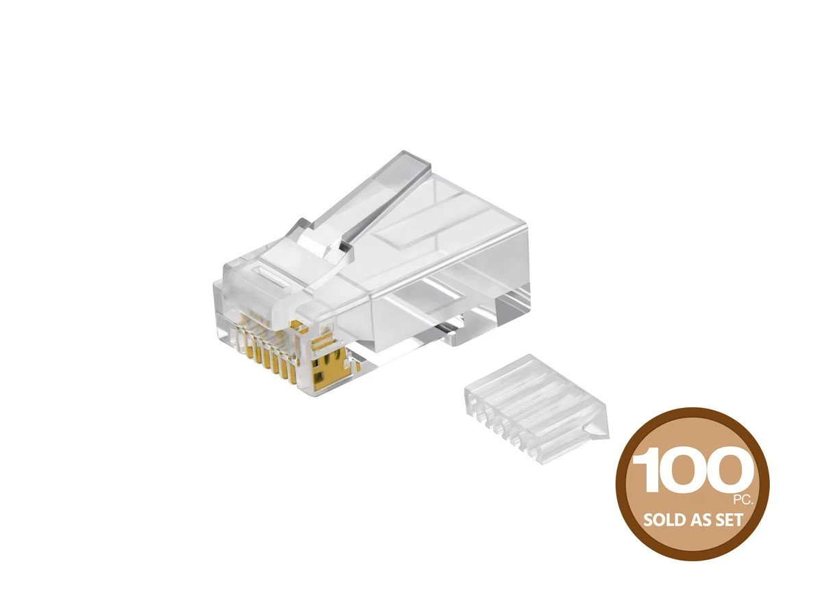 Monoprice 8P8C RJ45 Plug W/ Inserts for Solid Cat6 Ethernet Cable, 100 pcs/pack