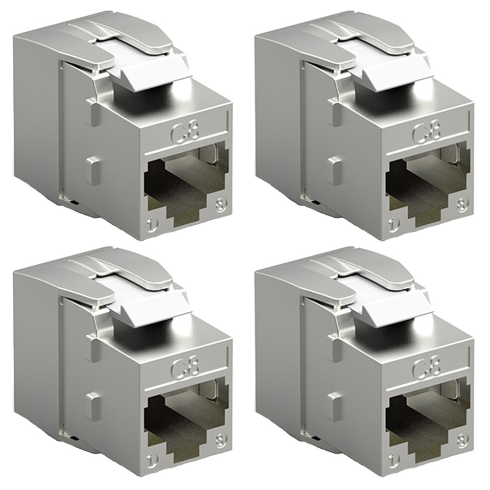 4x CAT8 RJ45 Network LAN Ethernet Shielded Keystone Jack Tool Free 40Gbps Gold