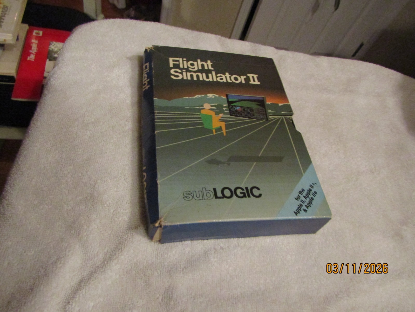 SubLogic Flight Simulator II Apple 11 + e Computer Game Program Books Box ONLY