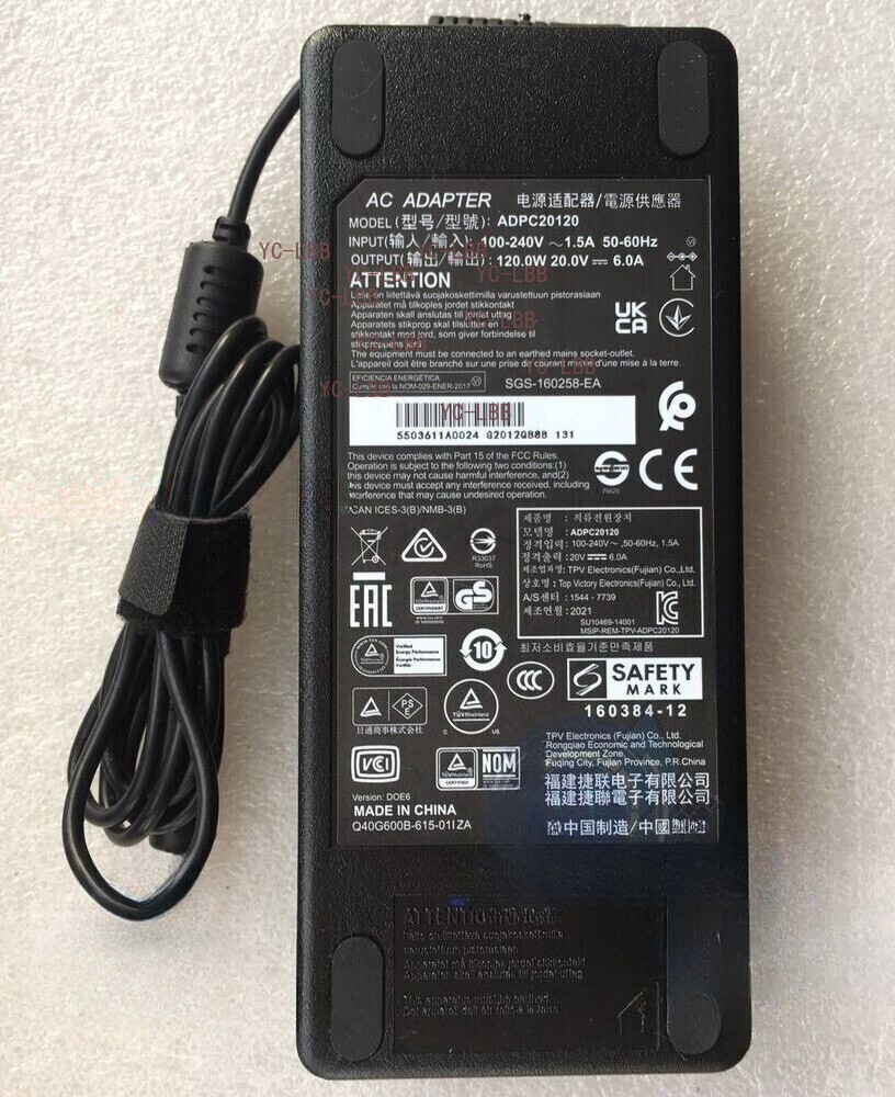 Used Original TPV 20V 6A Adapter for AOC AGON AG274FZ ADPC20120 Gaming Monitor