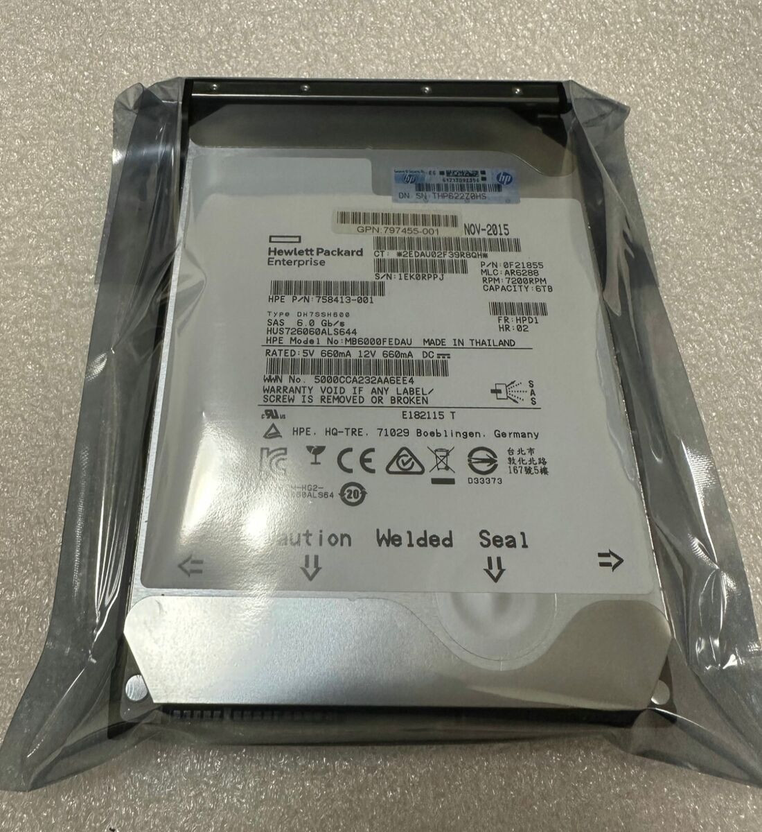 Compatibe HPE 761477-B21 761497-001 6TB SAS 6G 7.2K 3.5" LFF G8 G9 HDD HardDrive