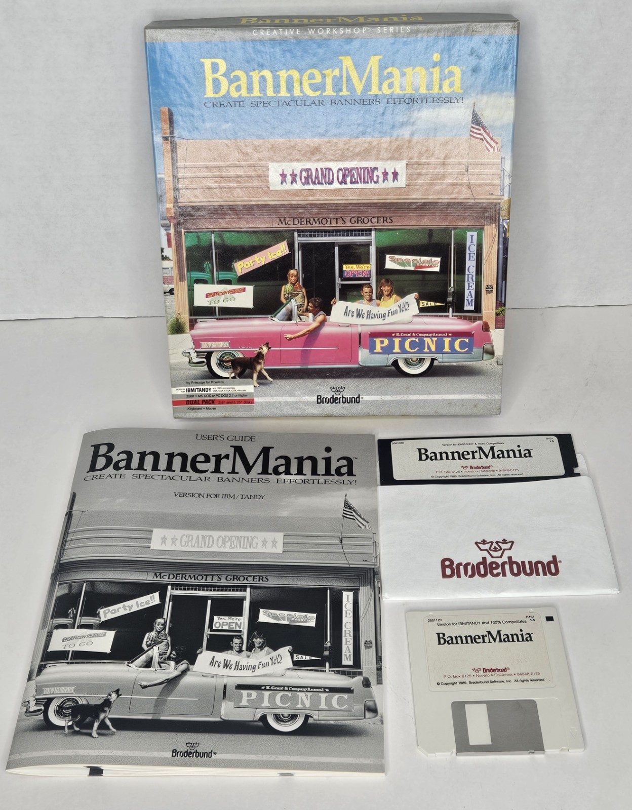 Banner Mania Creative Workshop Series from Broderbund IBM Tandy DOS  1990