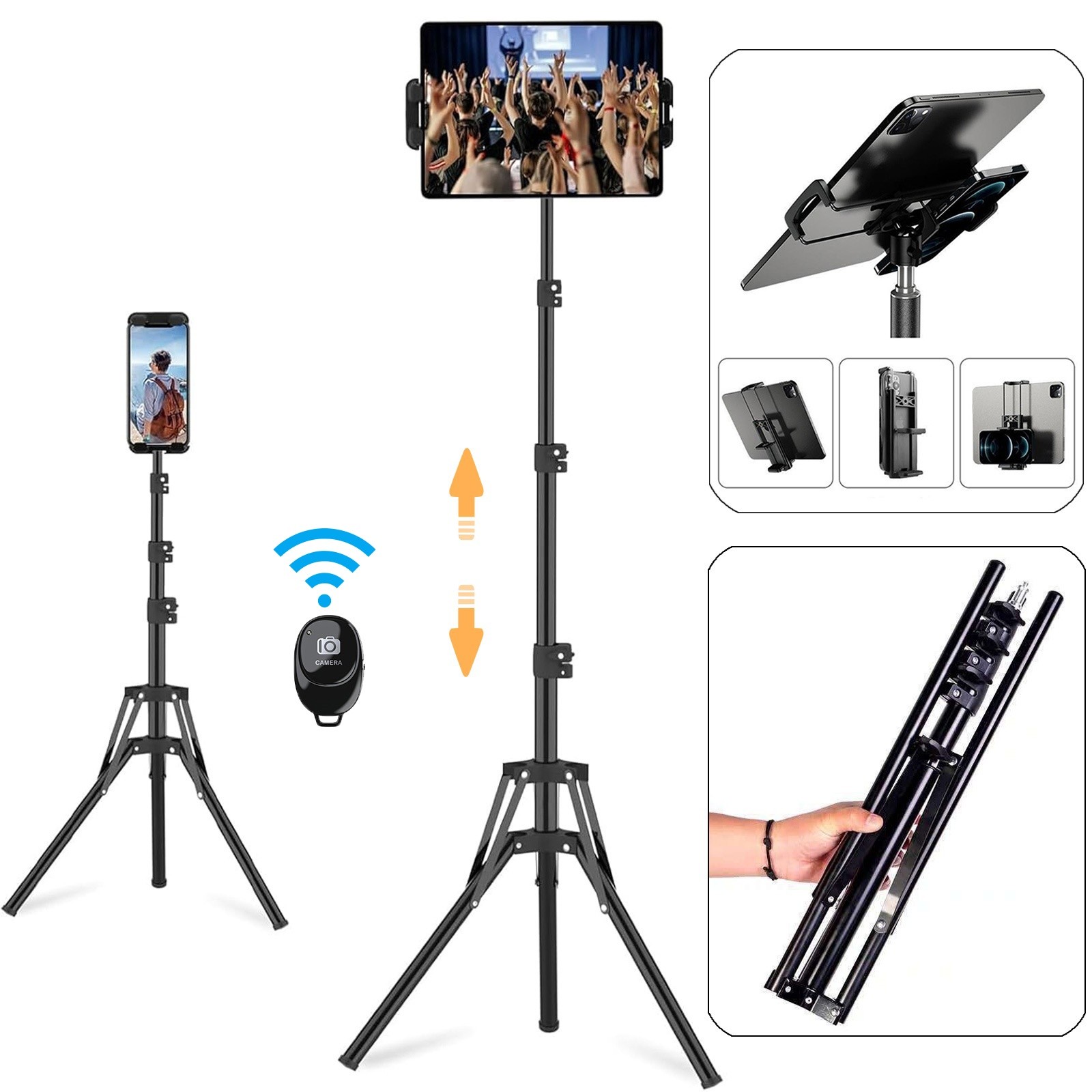 67" Height Adjust Floor Stand Tablet For iPad Kindle Cell Phone Mount Holder