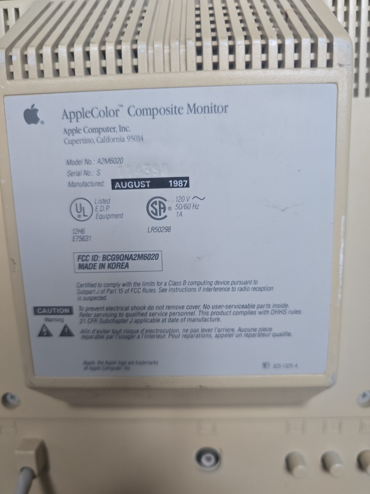 Vintage 1987 Apple Composite Moniter
