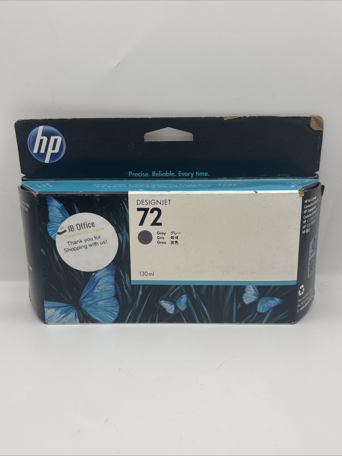 HP 72 (C9374A) Gray DesignJet Original Ink Cartridge - 130ml EXP 2021