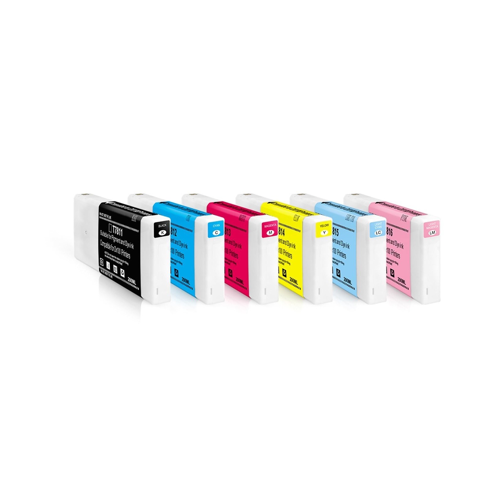 DX100 Ink Cartridge 200ML 6-Pack Replacement for Fujifilm DX VIVIDIA Ink Cart...