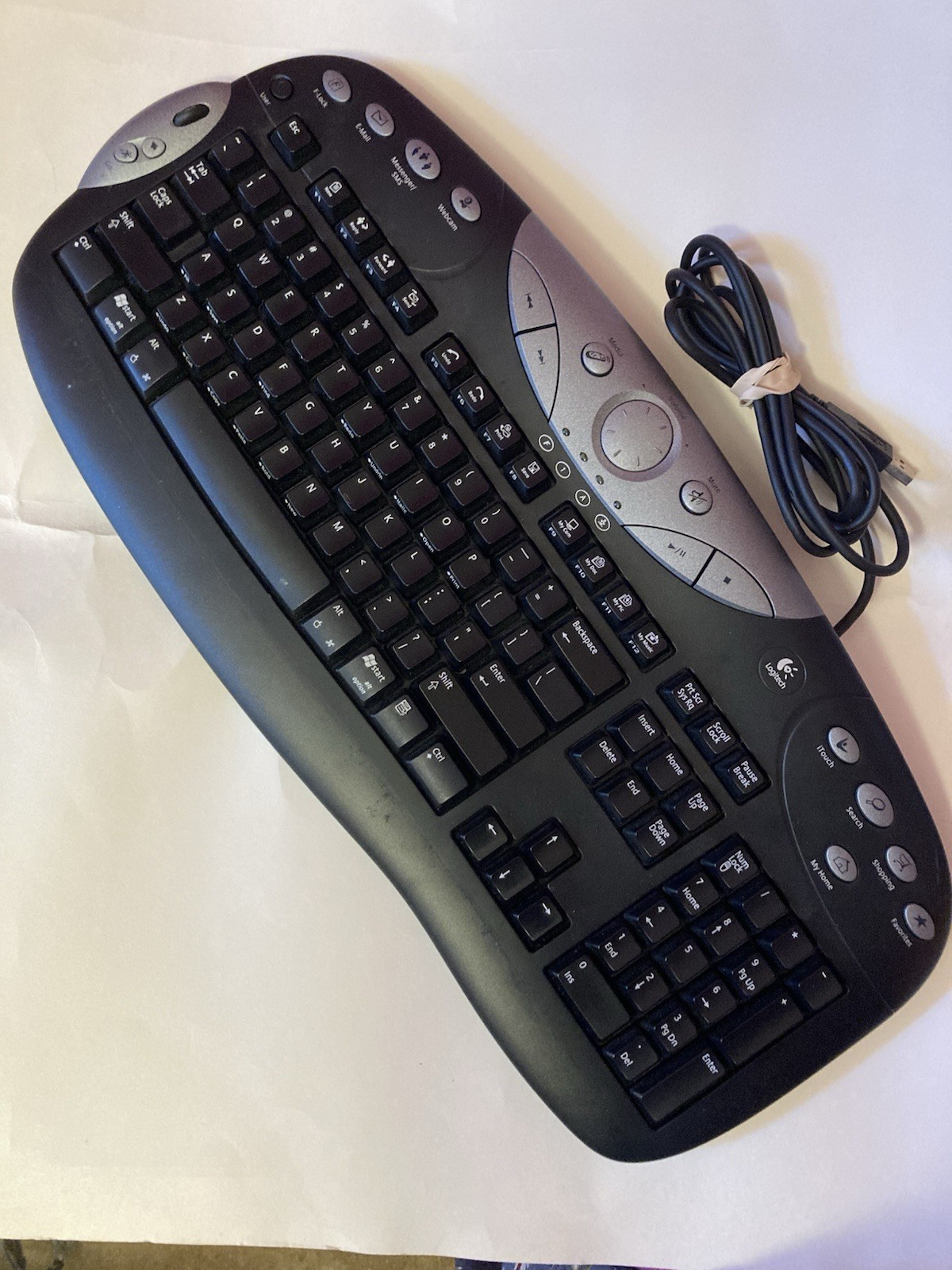 Logitech Elite USB Wired Keyboard Y-BF38 Multimedia Tested Missing Lower Feet