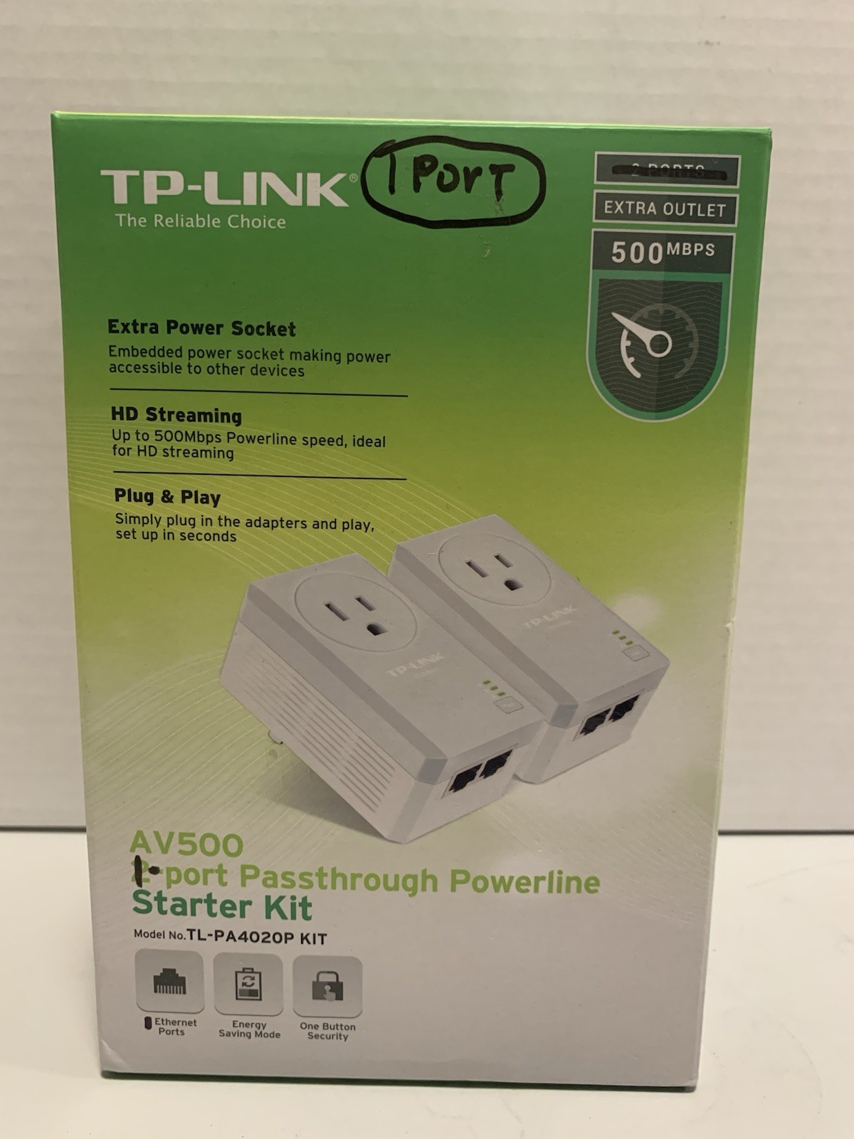 TP-Link AV500 1-Port Passthrough Powerline Starter Kit TL-PA4020P KIT White